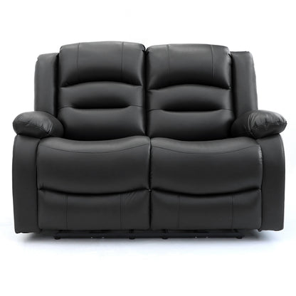 Alva Black Leather 3 and 2 Seater Cinema Recliner Sofa