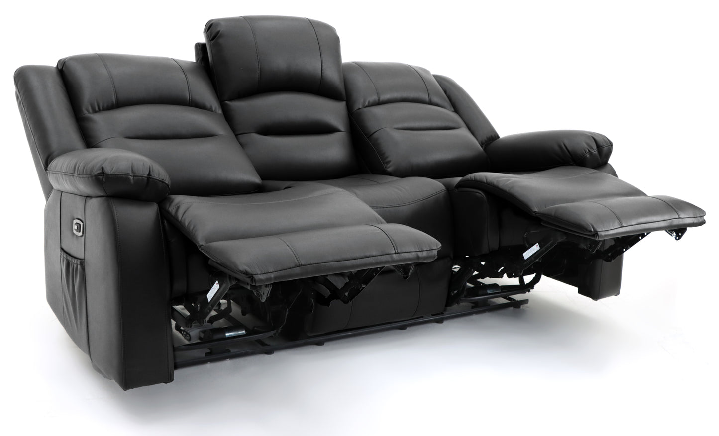 Alva Black Leather 3 and 2 Seater Cinema Recliner Sofa