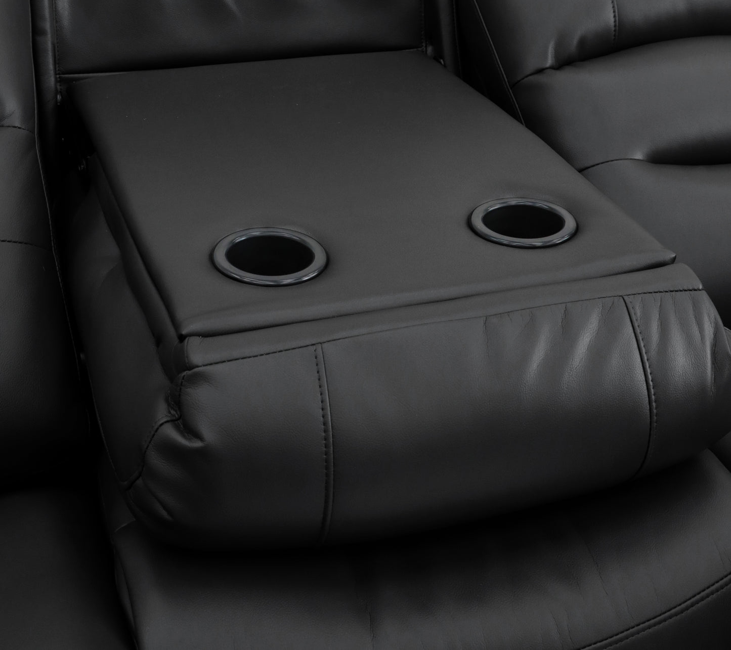 Alva Black Leather 3 and 2 Seater Cinema Recliner Sofa
