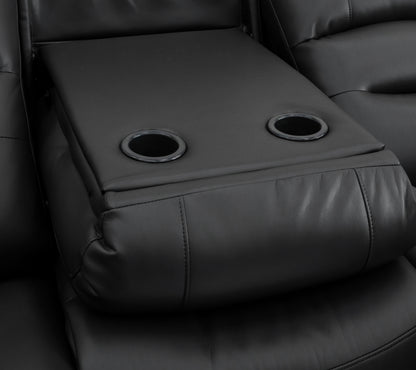 Alva Black Leather 3 and 2 Seater Cinema Recliner Sofa