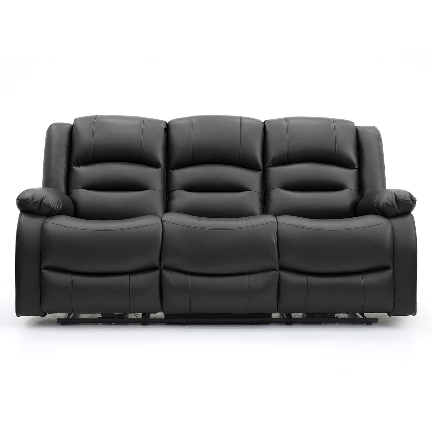 Alva Black Leather 3 and 2 Seater Cinema Recliner Sofa