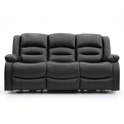 Alva Black Leather 3 and 2 Seater Cinema Recliner Sofa