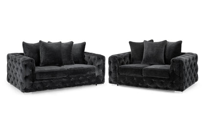 Ankara Grey Velvet 3 Seater and 2 Seater Sofa Set