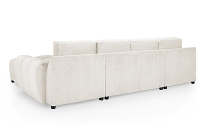 Azzuro Cream Velvet U Shape Corner Sofa