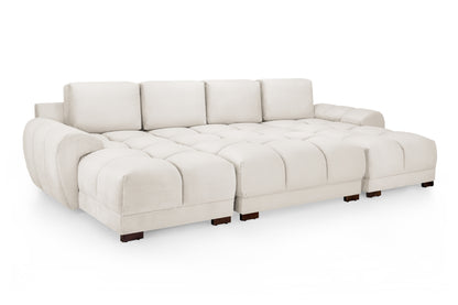 Azzuro Cream Velvet U Shape Corner Sofa