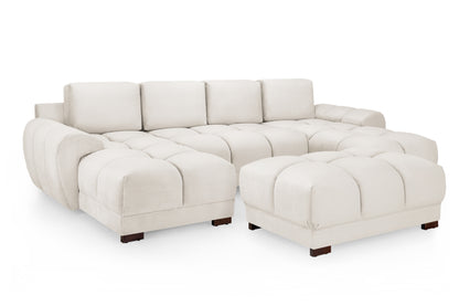 Azzuro Cream Velvet U Shape Corner Sofa