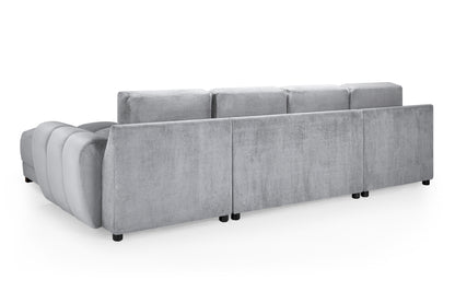 Azzuro Grey Velvet U Shape Corner Sofa