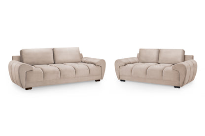 Azzuro Mocha Velvet 3 Seater and 2 Seater Sofa Set
