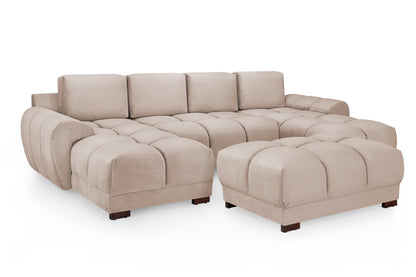 Azzuro Mocha Velvet U Shape Corner Sofa