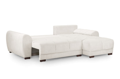 Azzuro Cream Velvet Universal Corner Sofa Bed