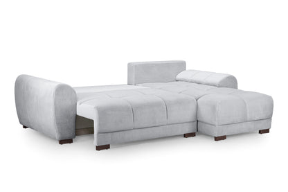 Azzuro Grey Velvet Universal Corner Sofa Bed