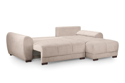 Azzuro Mocha Velvet Universal Corner Sofa Bed