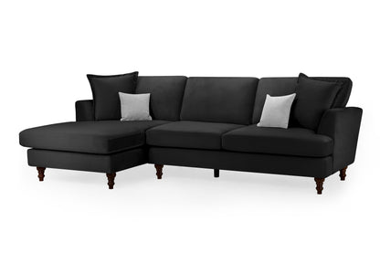 Bari Black Fabric Left Hand Corner Sofa