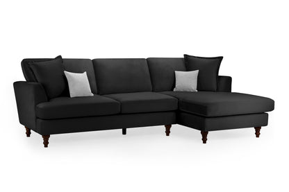 Bari Black Fabric Right Hand Corner Sofa