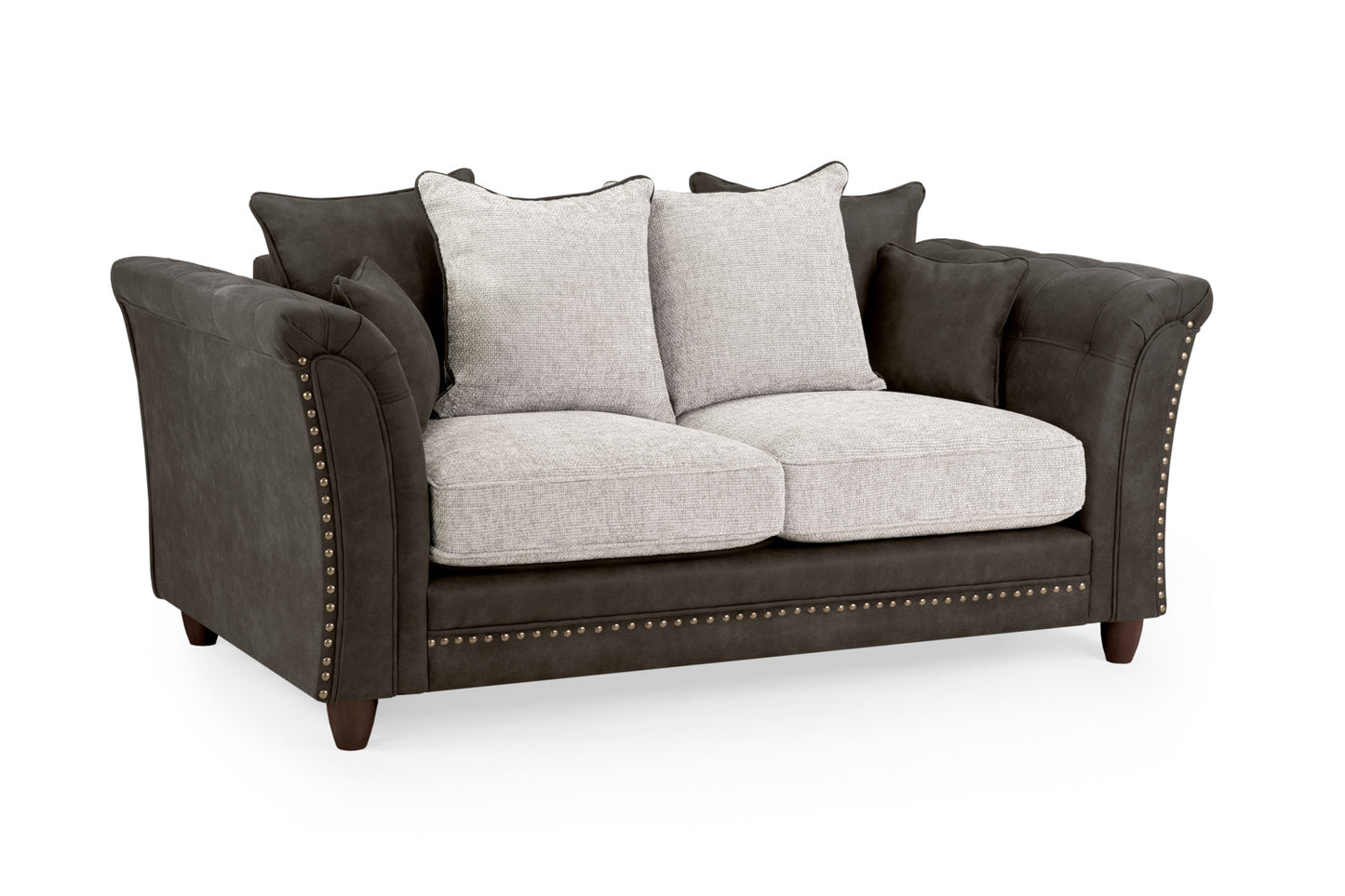 Bella Black/White Velvet 2 Seater Sofa