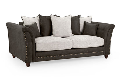 Bella Black/White Velvet 3 Seater Sofa