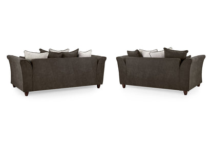 Bella Black/White Velvet 3 Seater and 2 Seater Sofa Set