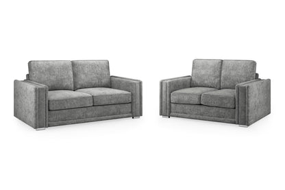 Bentley Charcoal Grey Fabric 3 Seater and 2 Seater Sofa Set