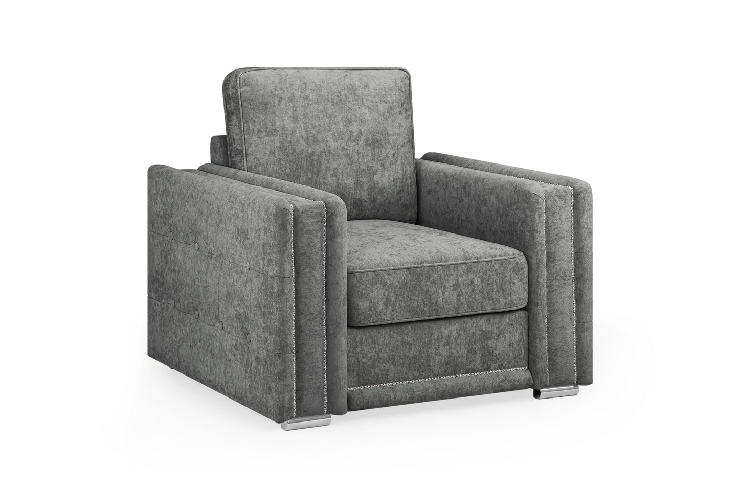 Bentley Charcoal Grey Fabric Armchair
