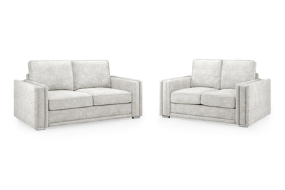 Bentley Silver Fabric 3 Seater and 2 Seater Sofa Set