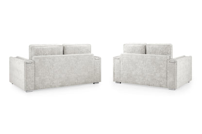 Bentley Silver Fabric 3 Seater and 2 Seater Sofa Set