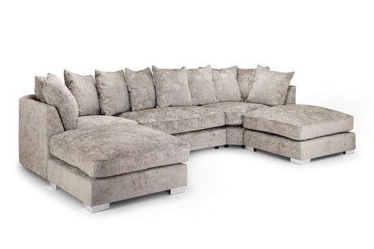 Bishop Truffle Fabric Scatter back U Shape Corner Sofa