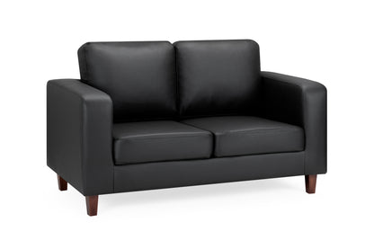 Box Black Faux Leather 2 Seater Sofa