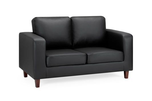 Box Black Faux Leather 2 Seater Sofa