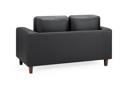 Box Black Faux Leather 2 Seater Sofa