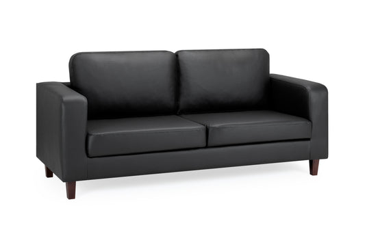 Box Black Faux Leather 3 Seater Sofa