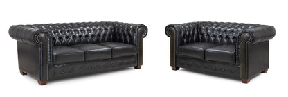 Chesterfield Black 3 Seater and 2 Seater Sofa