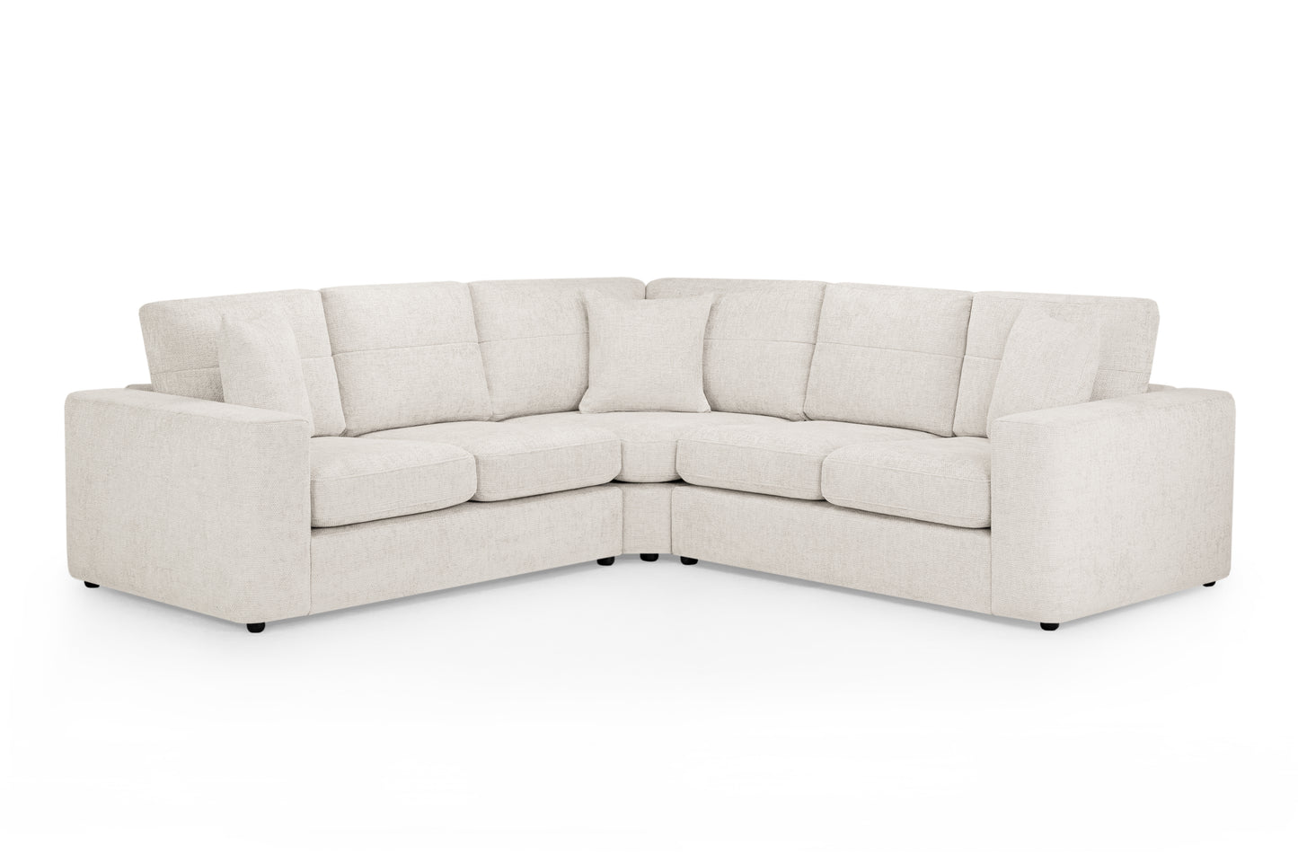 Chestnut Cream Plush Fabric Large Corner Sofa