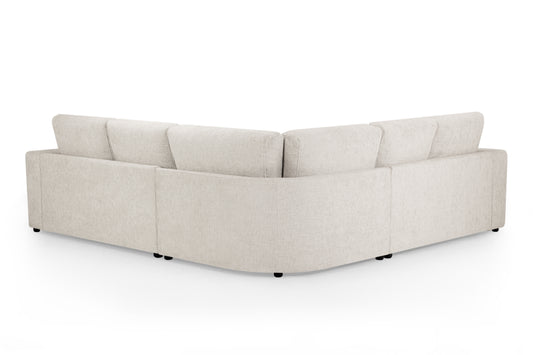 Chestnut Cream Plush Fabric Large Corner Sofa