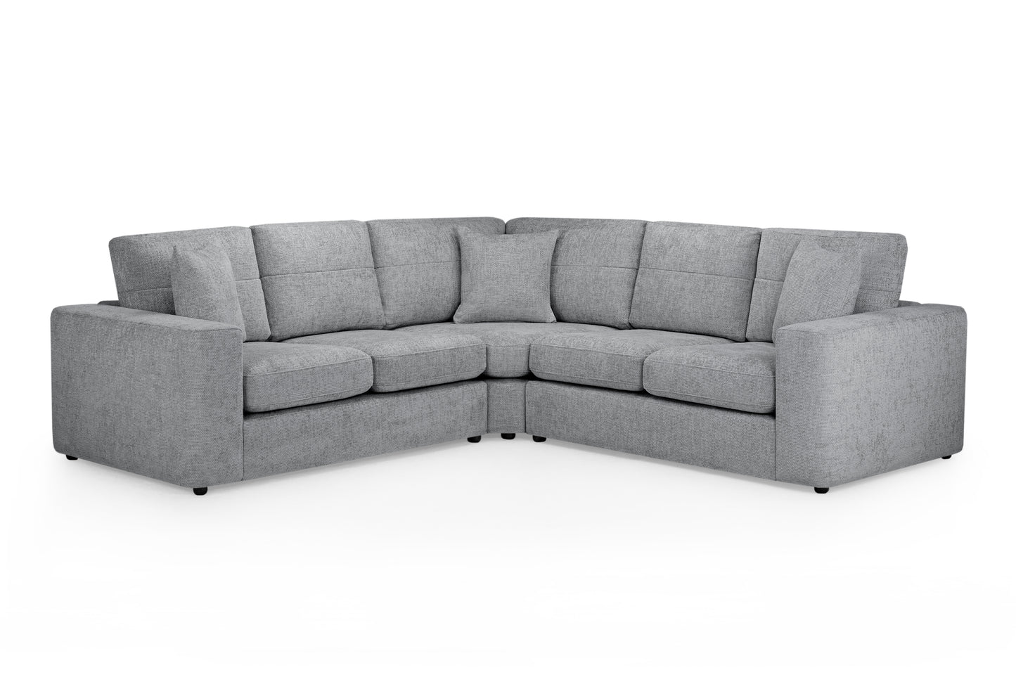 Chestnut Grey Plush Fabric Large Corner Sofa