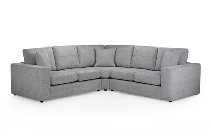Chestnut Grey Plush Fabric Large Corner Sofa