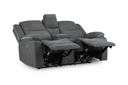 Harald Grey Fabric Electric Recliner 3 Seater and 2 Seater Sofa Set