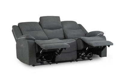 Harald Grey Fabric Electric Recliner 3 Seater and 2 Seater Sofa Set