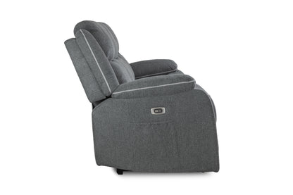 Harald Grey Fabric Electric Recliner 3 Seater and 2 Seater Sofa Set