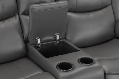 Harald Grey Leather Electric Recliner 3 Seater and 2 Seater Sofa Set