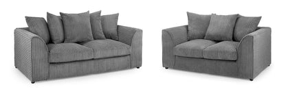 Harley Grey Jumbo Cord 3 Seater and 2 Seater Sofa Set