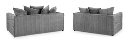 Harley Grey Jumbo Cord 3 Seater and 2 Seater Sofa Set