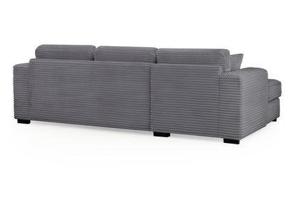 Harmony Grey Jumbo Cord Left Hand Corner Sofa