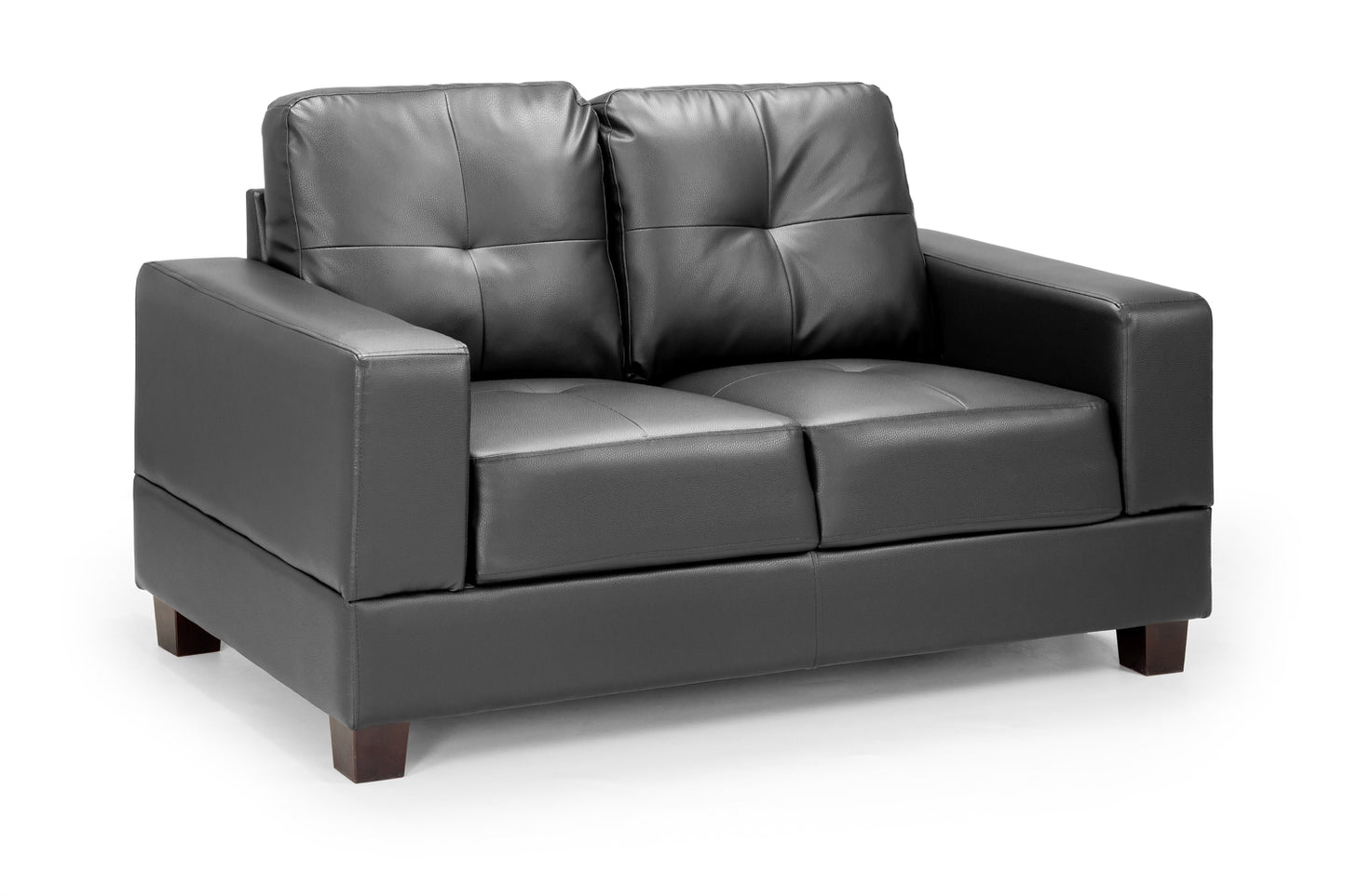 Jerry Black Leather 2 Seater Sofa