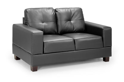 Jerry Black Leather 2 Seater Sofa