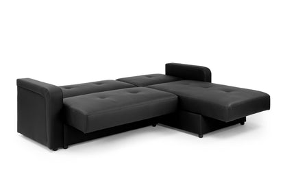 Kair Black Leather Universal Corner Sofa Bed