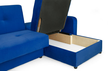 Kair Blue Plush Fabric Universal Corner Sofa Bed