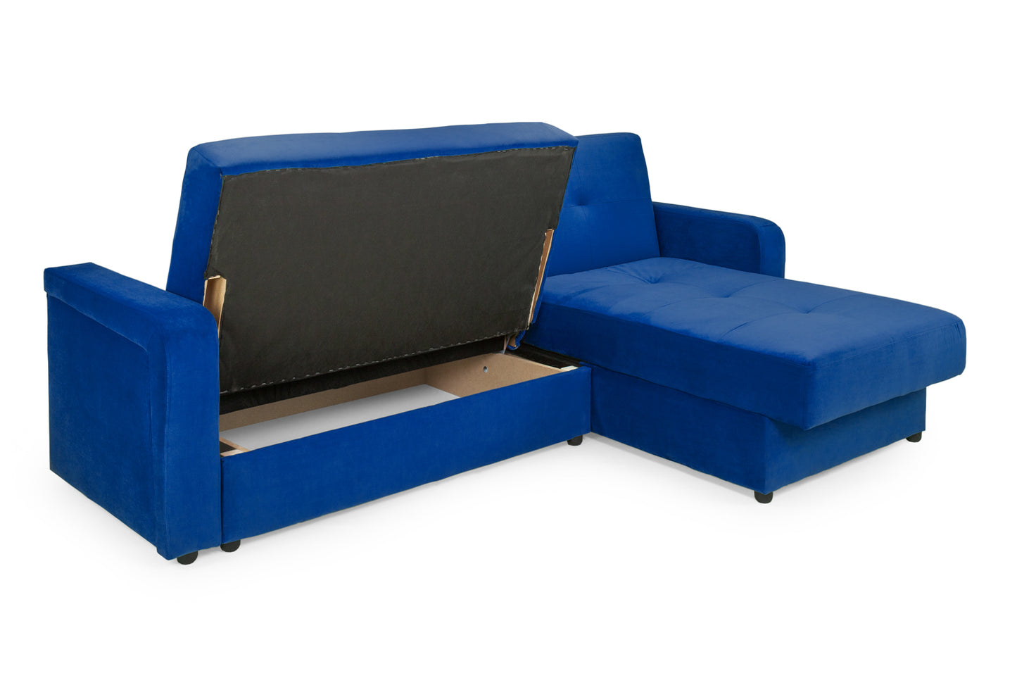 Kair Blue Plush Fabric Universal Corner Sofa Bed