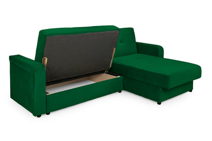 Kair Green Plush Fabric Universal Corner Sofa Bed