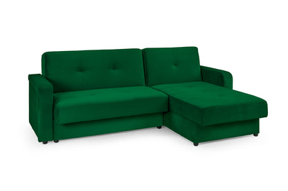 Kair Green Plush Fabric Universal Corner Sofa Bed