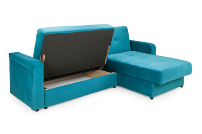Kair Teal Plush Fabric Universal Corner Sofa Bed